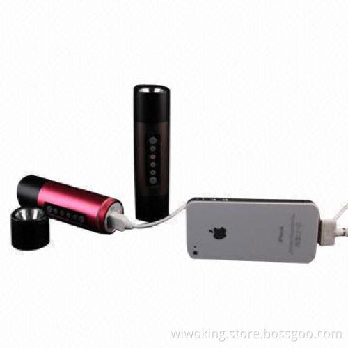 LED torch mobile and portable power bank, 2,800mAh, bike speaker, mobile power supply, multifunction
